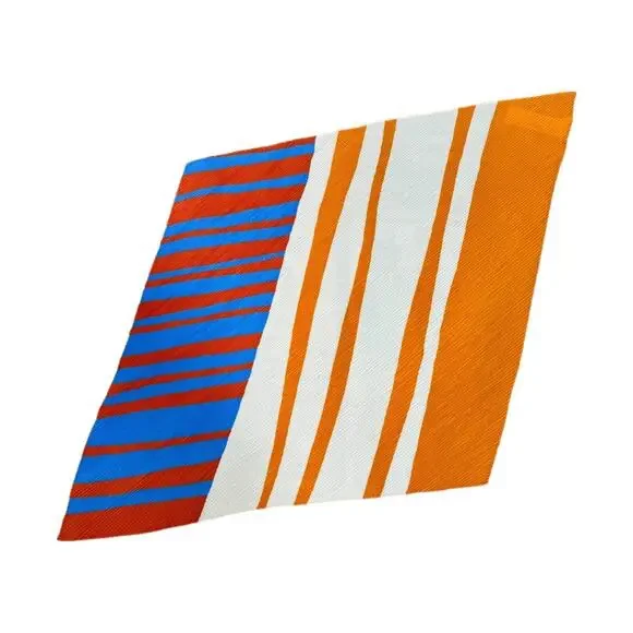 Mango MNG Striped Retro Pleated Scarf Orange Red Blue Neck Geometric Mod Casual - Picture 3 of 6